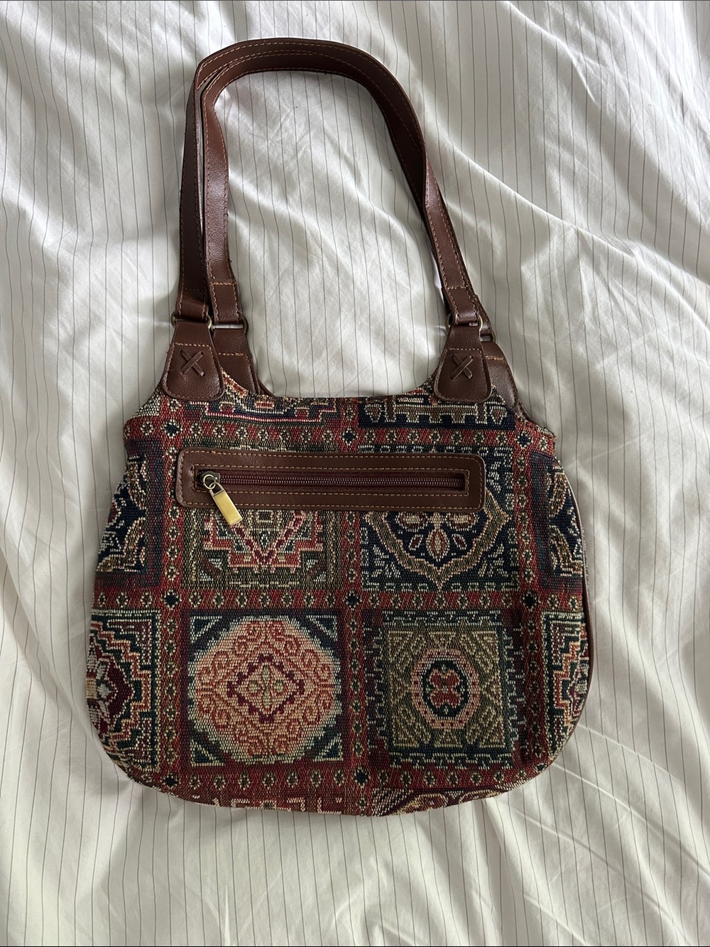 VTG 90s Boho Patchwork Tapestry Shoulder Bag Carpet Purse Whimsigoth
